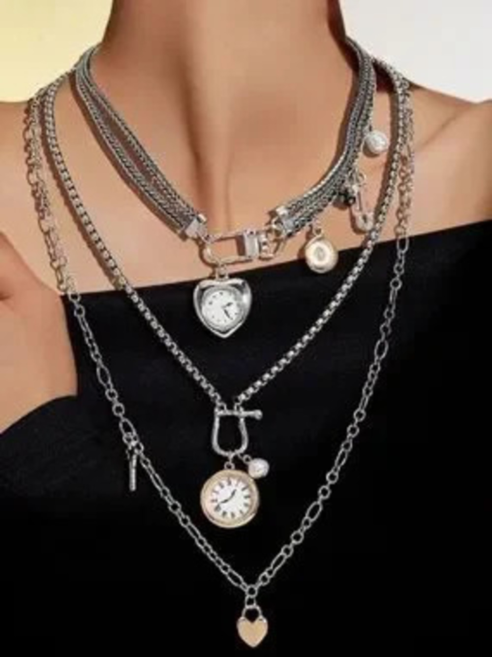 Timekeeper Charm Layered Necklace